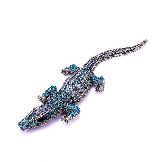 Crocodile Brooch,Vintage Animal Brooch,Colorful Rhinestone Brooch Pins,Metal Animal Jewelry