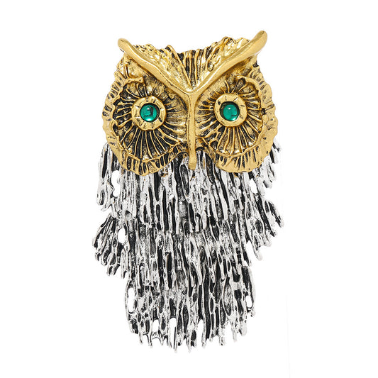 Owl Brooch,Vintage Animal Brooch,Colorful Rhinestone Brooch Pins,Metal Animal Jewelry